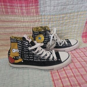 Converse THE Simpsons Black & Yellow Bart Simpson High Tops Men 8, Women 10 New